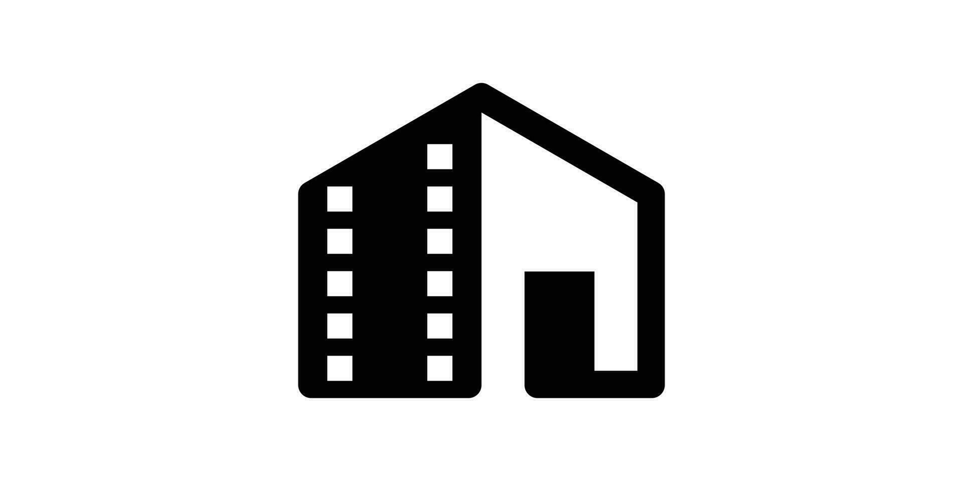 logo ontwerp combineren de vorm van een huis met een film, film studio, film productie. vector