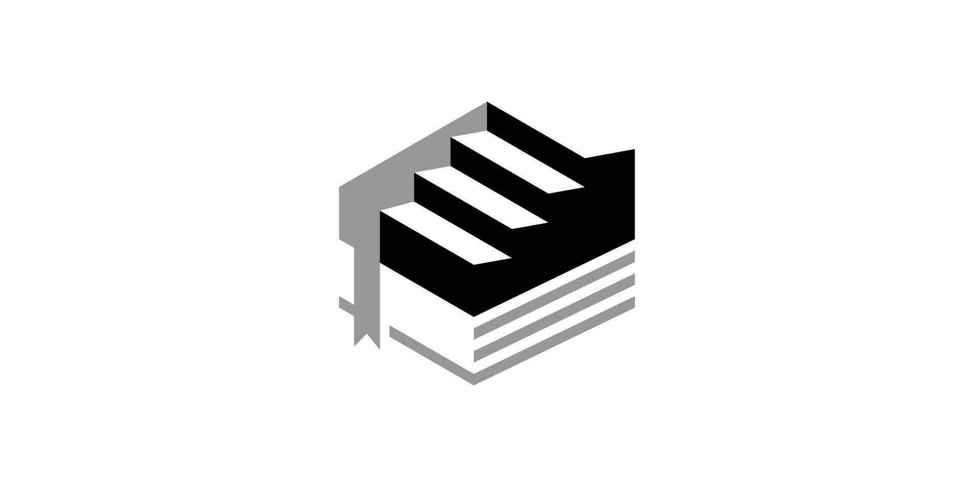 logo ontwerp combinatie van boek vorm met trap, icoon, vector, symbool. vector