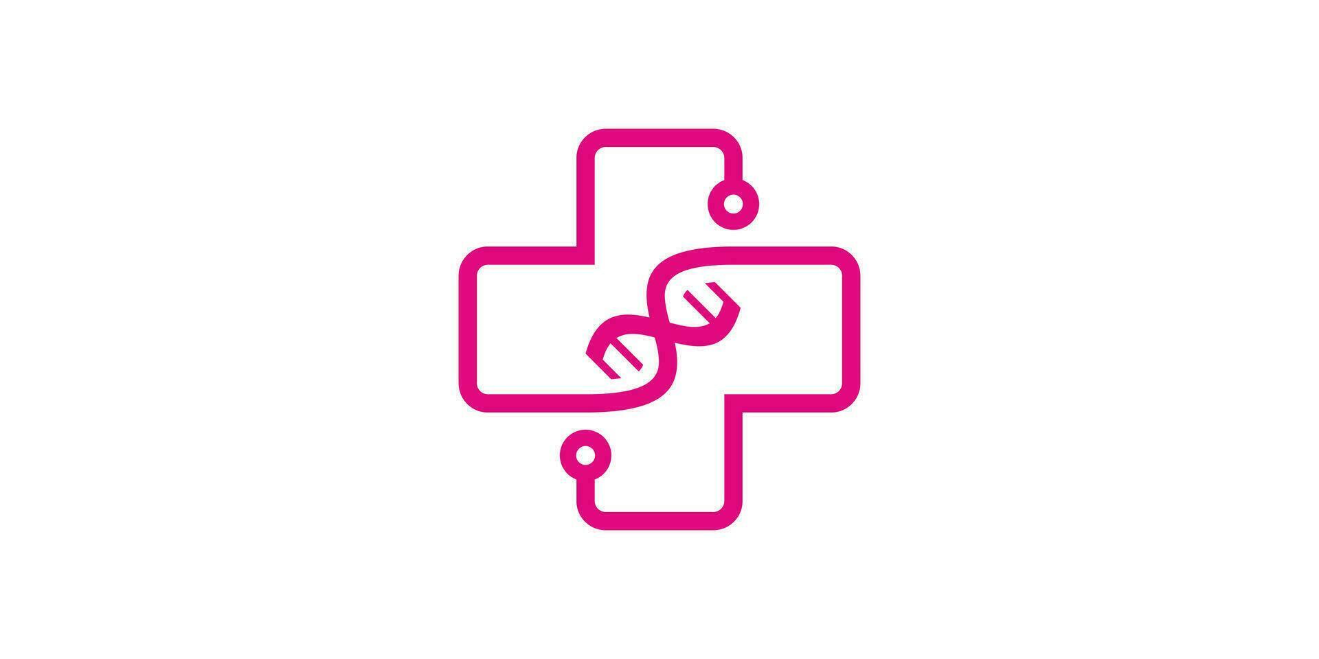 logo ontwerp combineren genetisch of dna vormen met een plus teken. vector