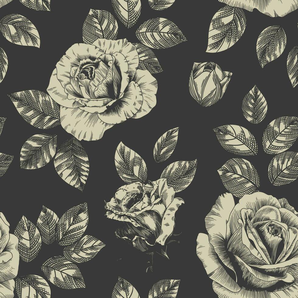abstract modern bloemen naadloos patroon met hand- getrokken bloem in zwoegen de jouy stijl. retro elegantie herhaling afdrukken. wijnoogst ontwerp voor kleding stof, behang of omhulsel vector