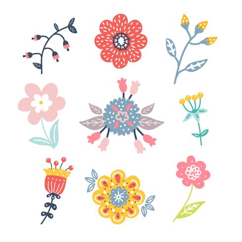 Hand getrokken bloem Clipart Pack vector