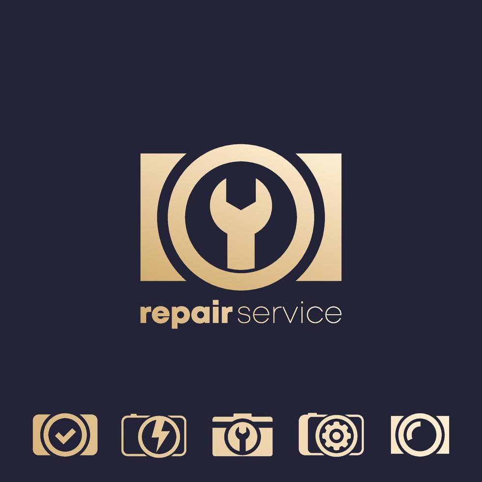 camera reparatie service vector logo pictogrammen