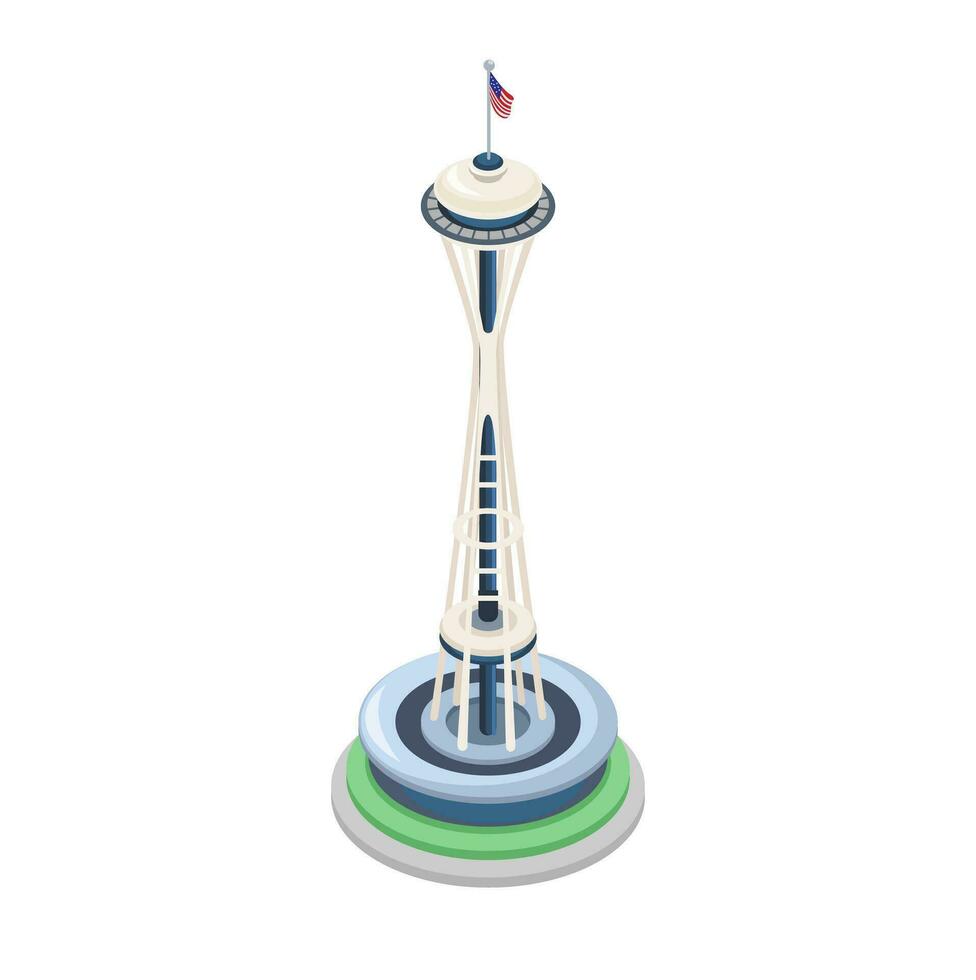 de ruimte naald- observatie toren Seattle, Washington, Verenigde staten. mijlpaal isometrische illustratie vector