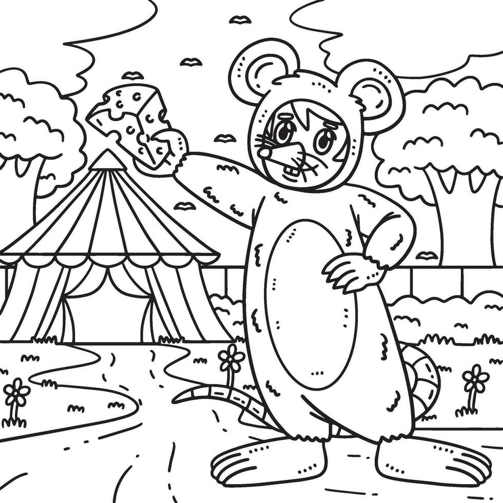 circus Mens in muis kostuum kleur bladzijde voor kinderen vector