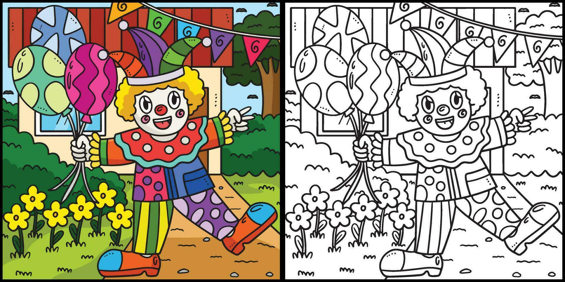 verjaardag clown met ballonnen kleur illustratie vector