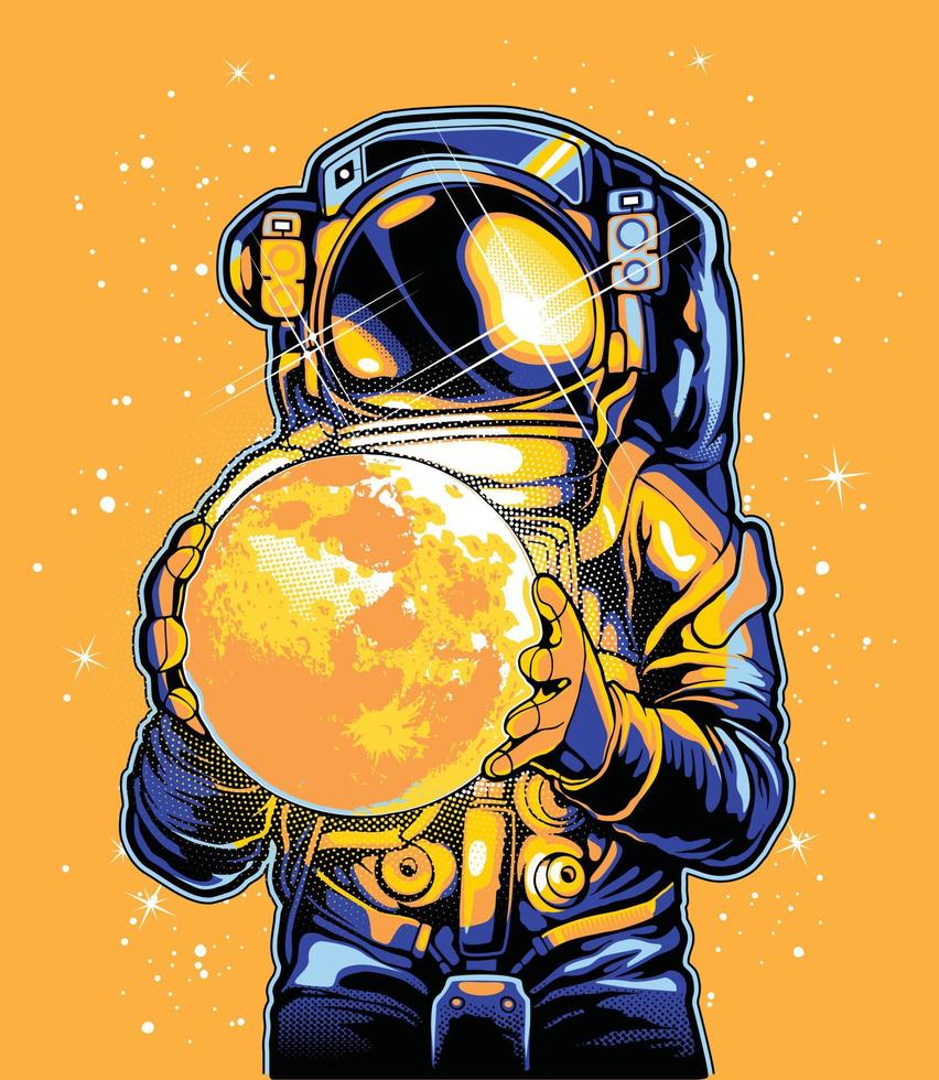 astronaut met maan vector