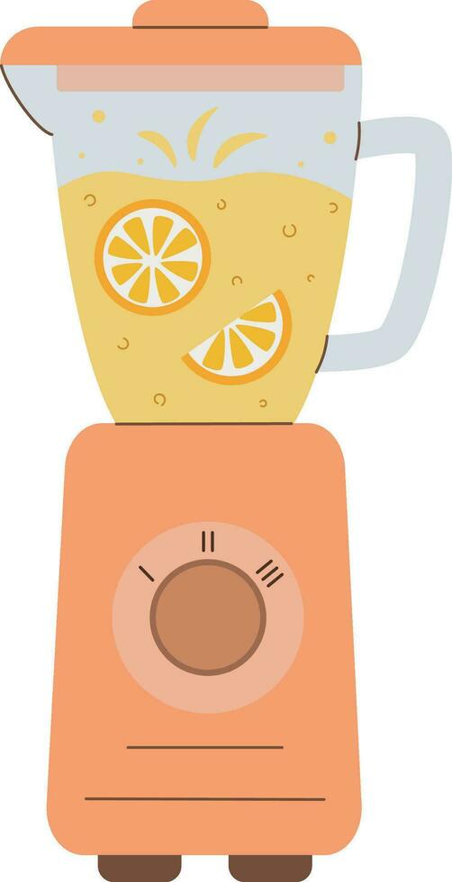 vector illustratie van smoothie in blender, oranje plakjes in blender, blender clip art geïsoleerd Aan wit achtergrond