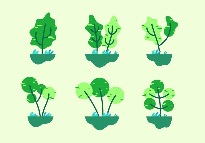 Eenvoudige platte boom Clipart instellen Vector