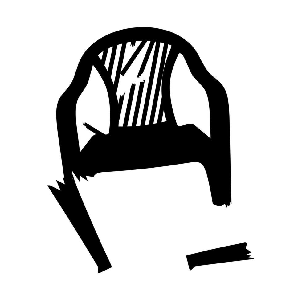 de silhouet van de stoel verschijnt verpletterd tegen de wit achtergrond. stoelen dat hebben niet geweest gebruikt voor een lang tijd en zijn gevaarlijk. vector