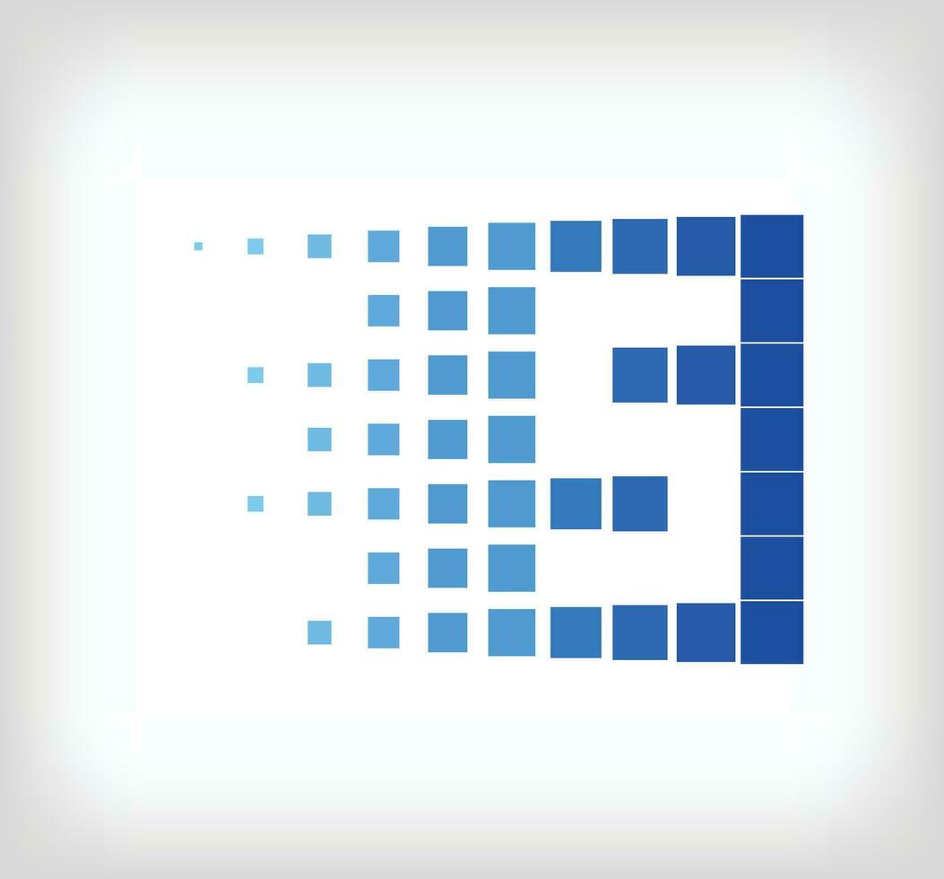 uniek creatief digitaal aantal 5 logo. technologie bedrijf logo sjabloon met pixel kunst en verspreide figuren. vector