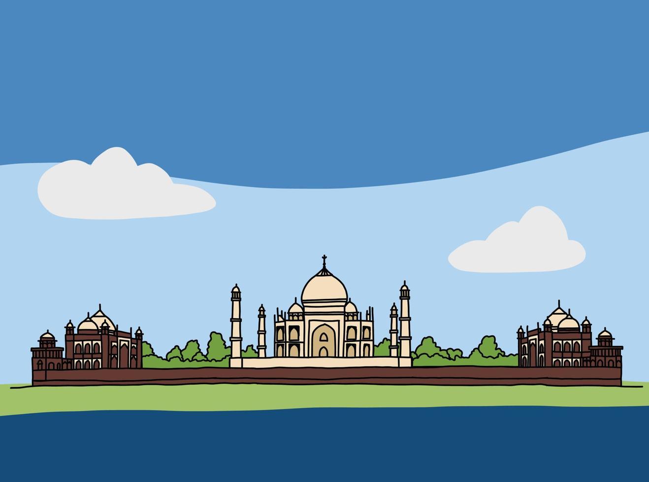 hal in agra, india, schets doodle tekening op witte achtergrond. vector