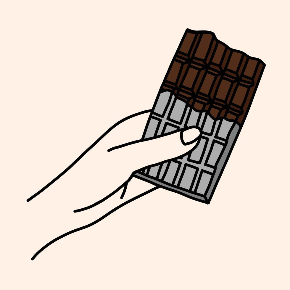 doodling uit de vrije hand schets tekening van een chocoladereep. vector