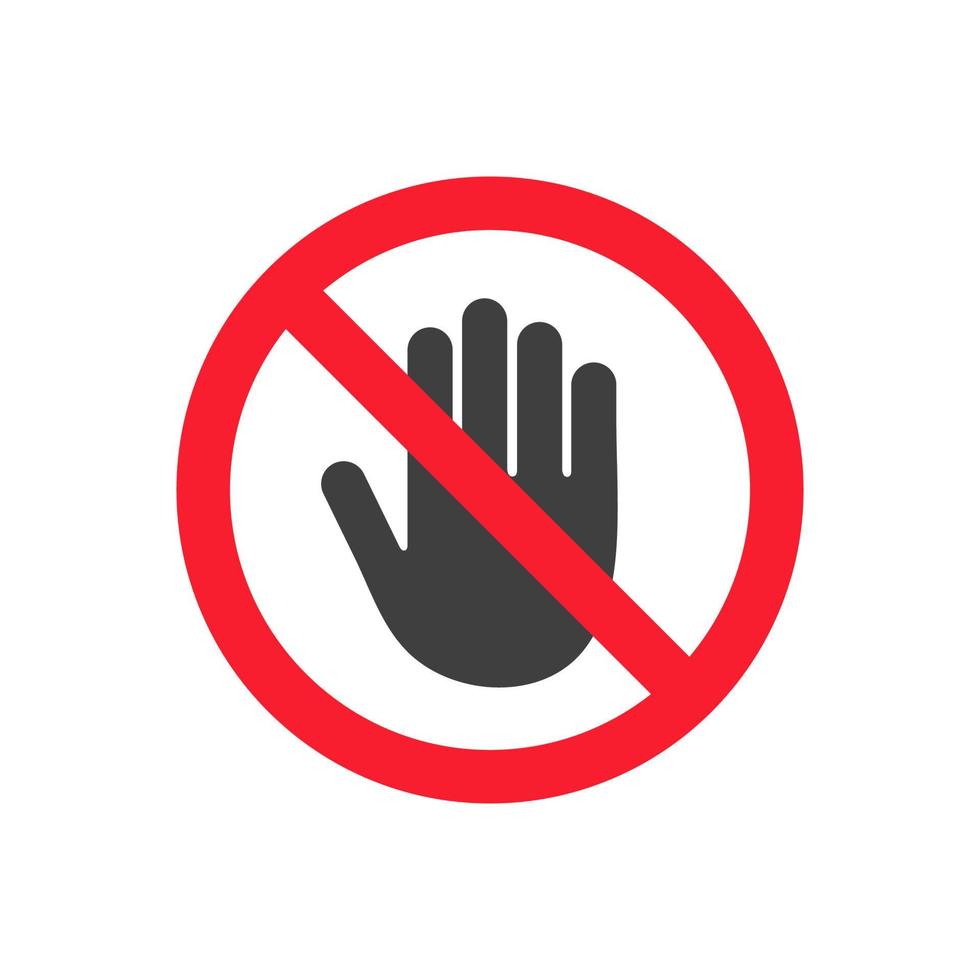 geen inreisverbod. niet aanraken. verboden bord met stop glyph handpictogram. vector