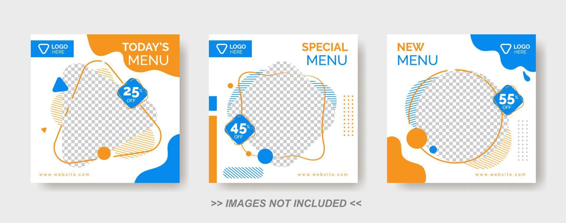sjabloon voor spandoekmenu voor eten, postsjabloon voor sociale media, banner voor heerlijk eten restaurant vector