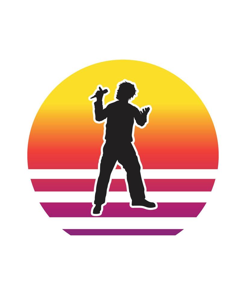 muziek retro zonsondergang ontwerpsjabloon vector