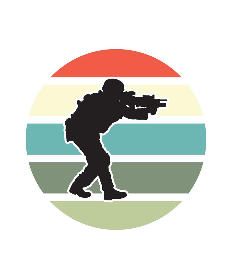 militaire retro zonsondergang ontwerpsjabloon vector