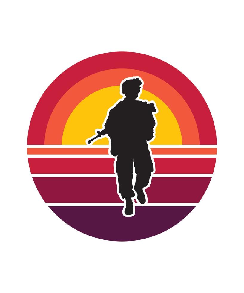 militaire retro zonsondergang ontwerpsjabloon vector