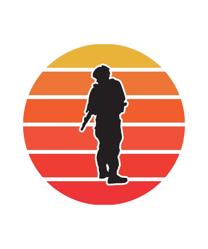 militaire retro zonsondergang ontwerpsjabloon vector