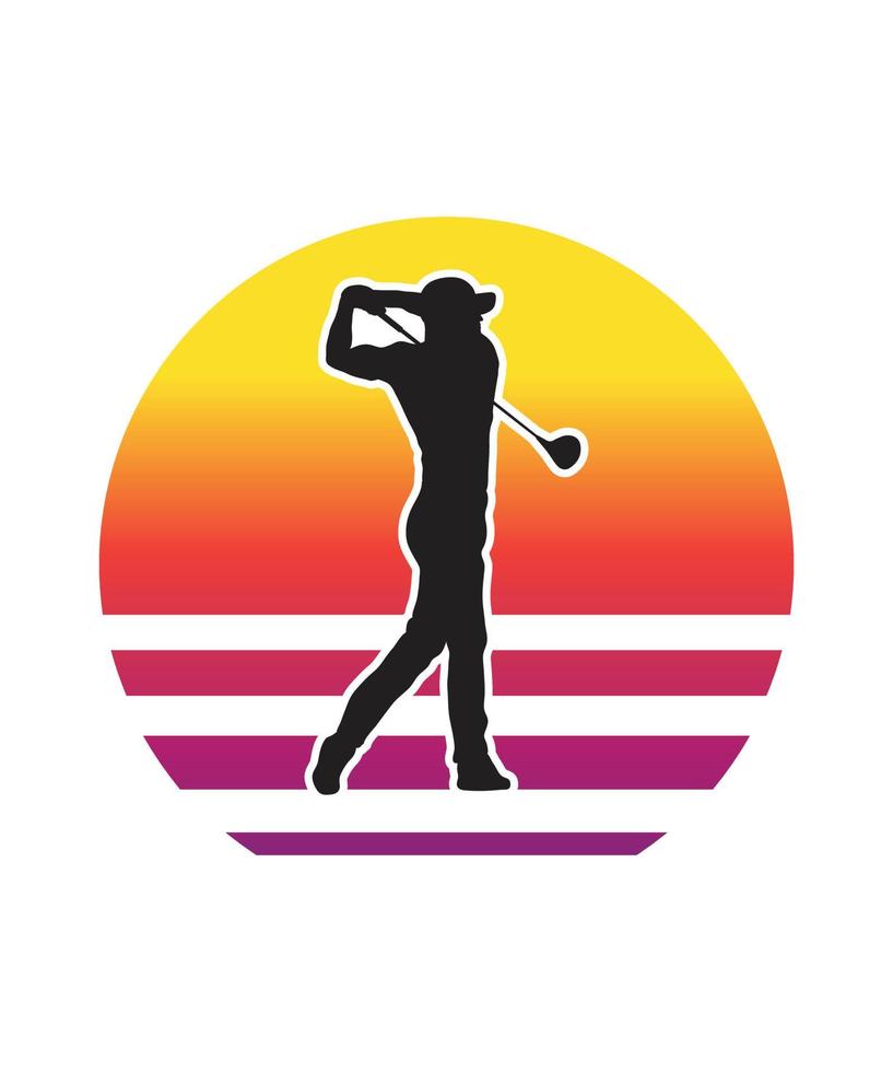 golf retro zonsondergang ontwerpsjabloon vector