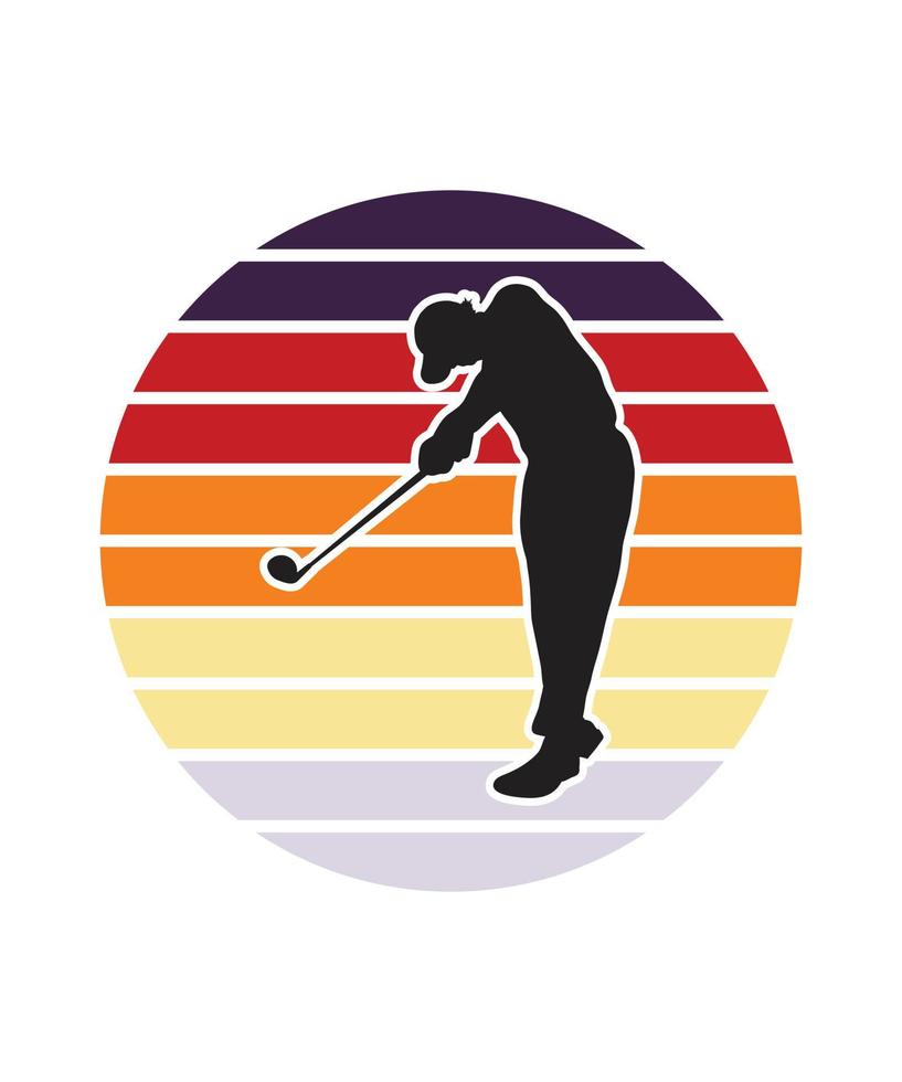 golf retro zonsondergang ontwerpsjabloon vector