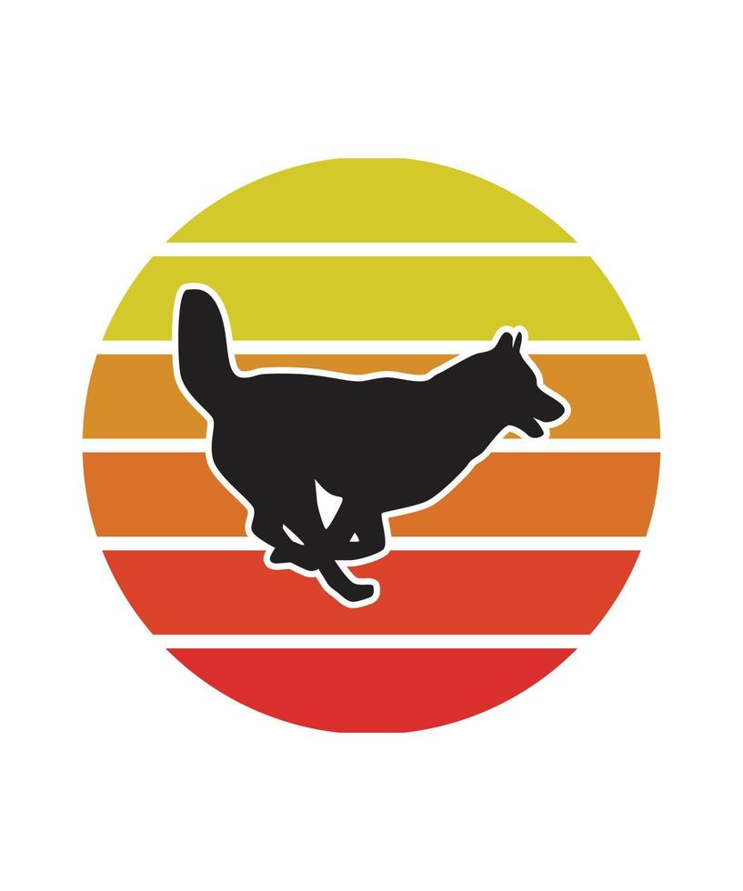 husky retro zonsondergang ontwerpsjabloon vector