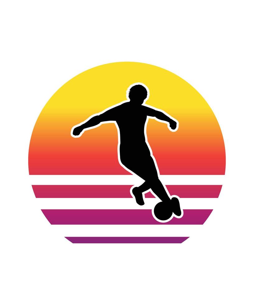 voetbal retro zonsondergang ontwerpsjabloon vector