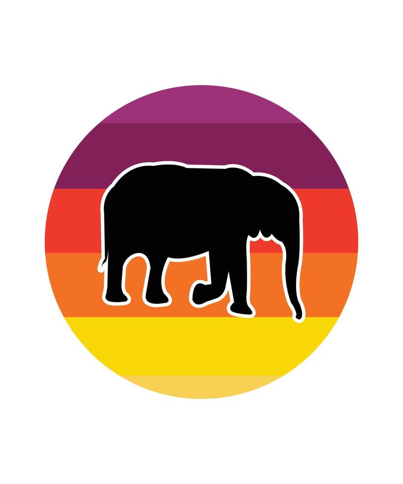 olifant retro zonsondergang ontwerpsjabloon vector