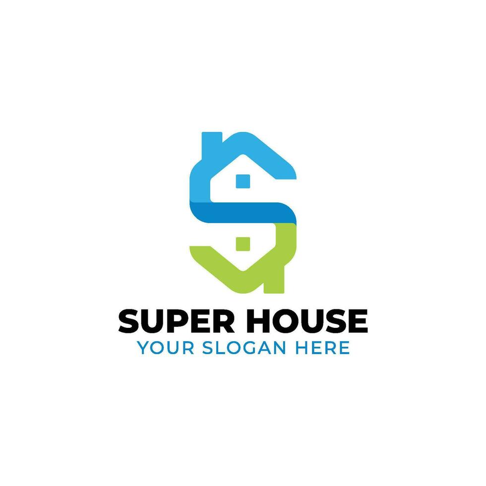 brief s huis logo met minimalistische stijl voor echt landgoed of huis uitverkoop vector