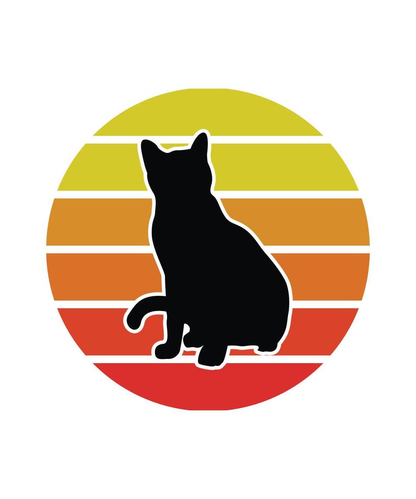 katten retro zonsondergang ontwerpsjabloon vector