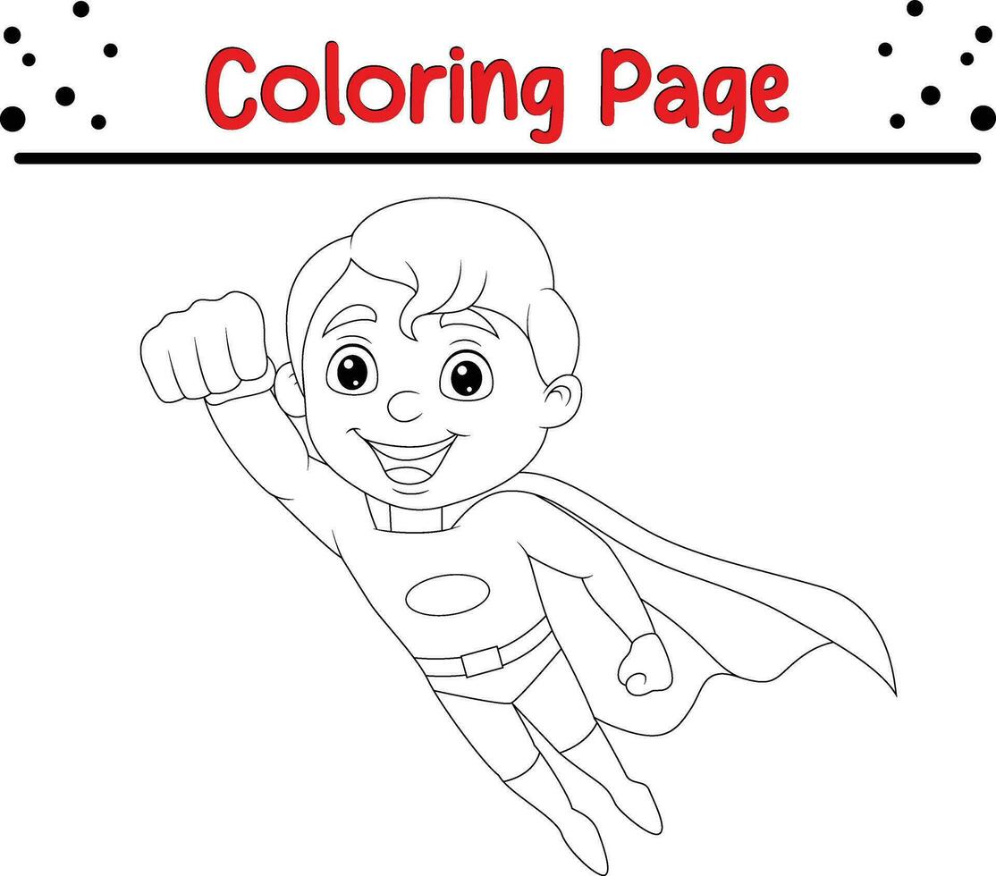kleur bladzijde superheld jongen. kleur boek voor kinderen vector