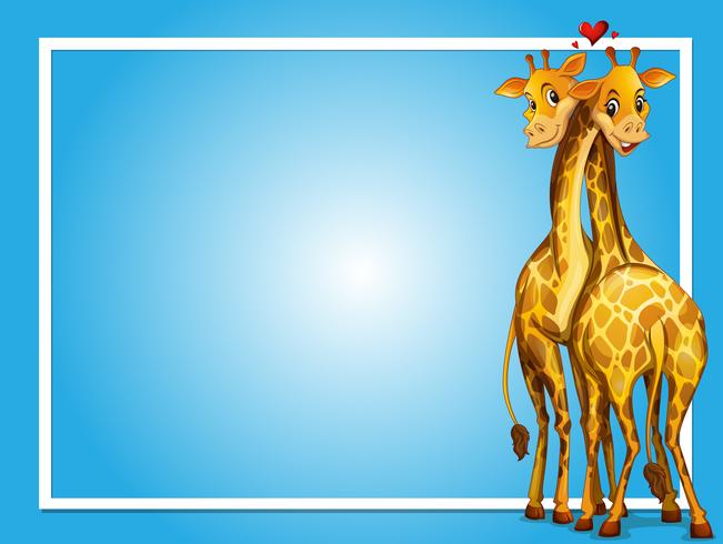 Frame ontwerp met twee giraffen vector