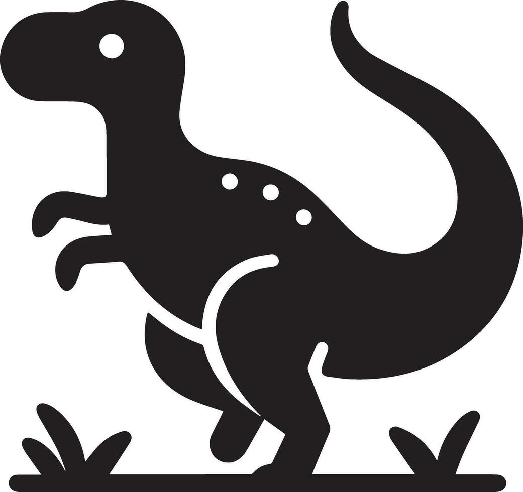 minimaal grappig tekenfilm dinosaurus vector silhouet, silhouet, zwart kleur, wit achtergrond 16