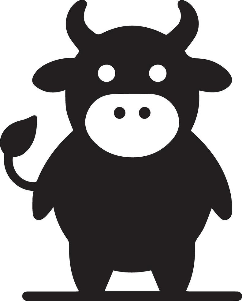 minimaal grappig koe vlak karakter vector silhouet, silhouet, zwart kleur, wit achtergrond 5