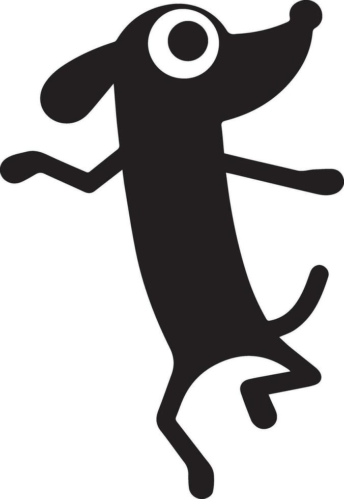 minimaal grappig hond dansen vector groot hoofd dun lichaam silhouet, silhouet, 3