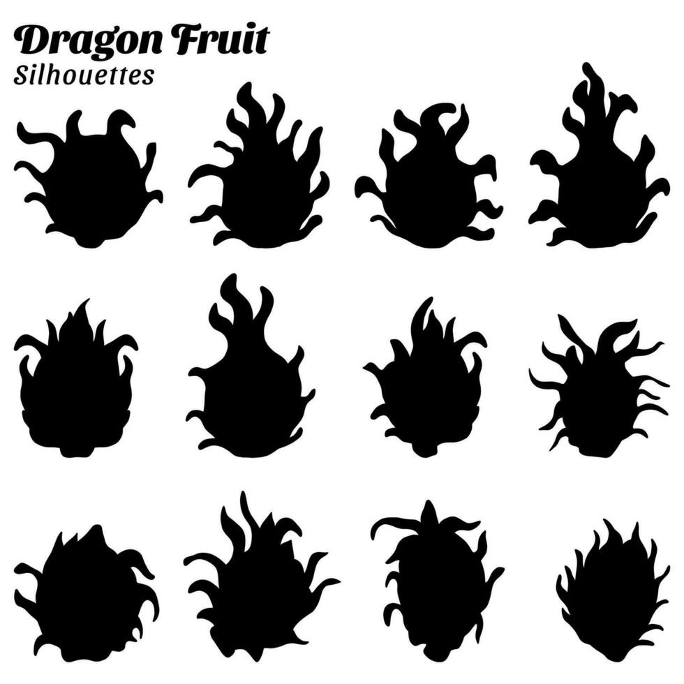 verzameling van draak fruit silhouet illustraties vector