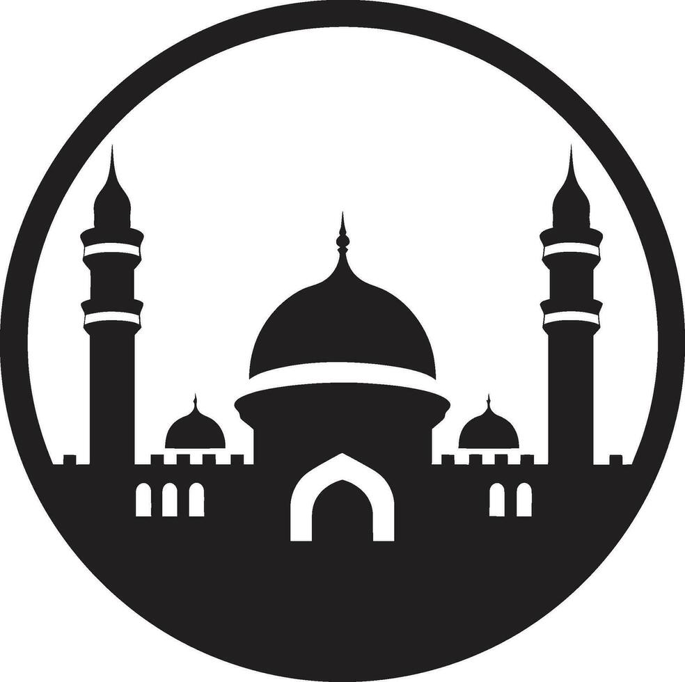 trouw kader moskee logo vector eeuwig gebouw iconisch moskee embleem