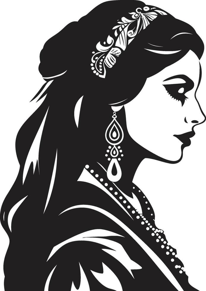 feestelijk opschik embleem van bruid levendig geloften Indisch bruiloft vrouw logo vector