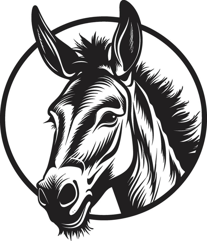 paarden embleem ezel logo ontwerp hoefde eer ezel iconisch embleem vector