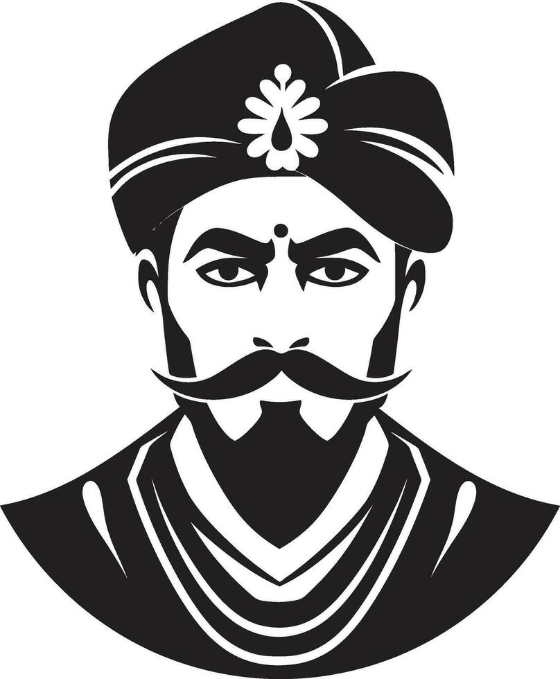 maharadja's Mark bruiloft Mens embleem goed verzorgd dulha iconisch bruidegom vector