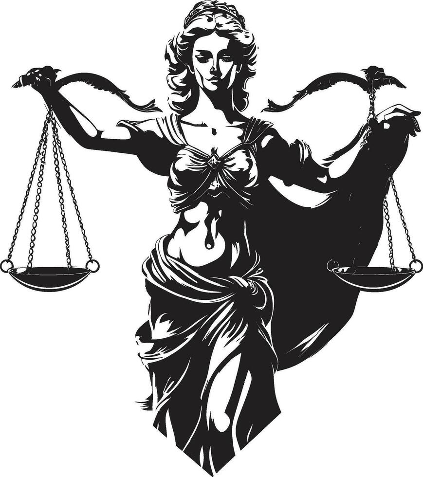 symbolisch kalmte dame van gerechtigheid icoon balans soevereiniteit gerechtigheid dame embleem vector