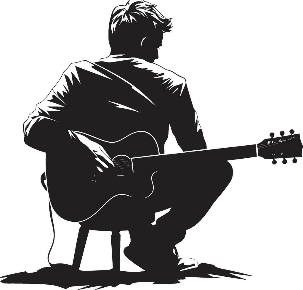 dynamisch gitarist logo ontwerp vector draad serenade musicus icoon symbool