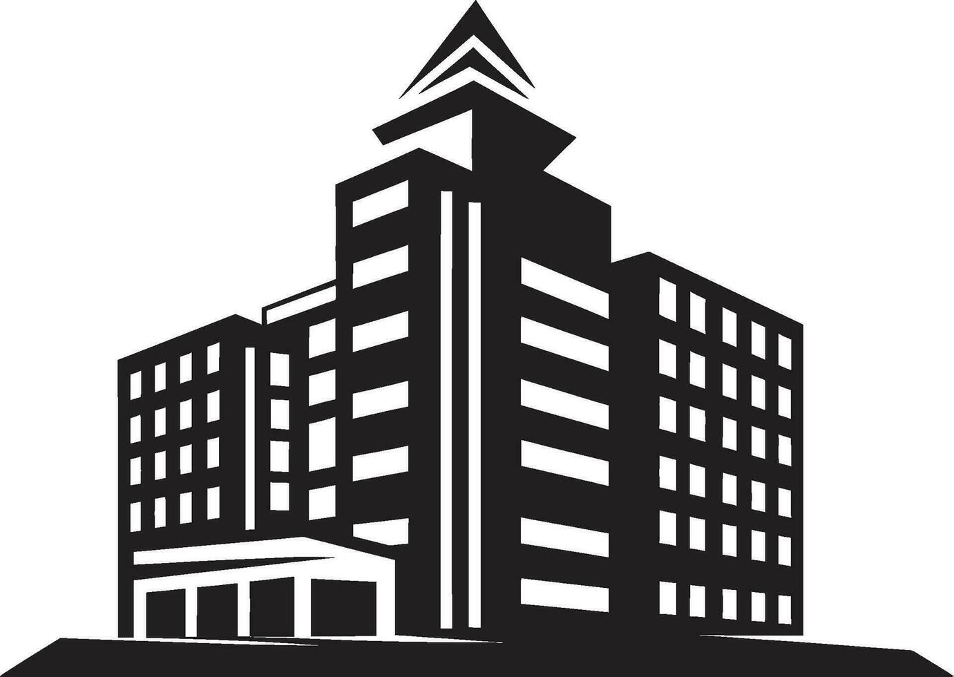 genezingspunt hoogbouw kliniek logo vector Gezondheid veilige haven ziekenhuis gebouw iconisch