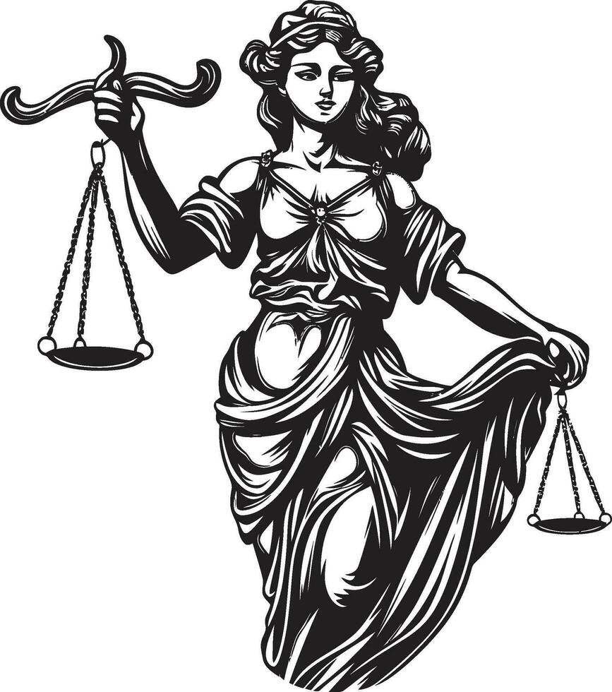 rechtvaardig heerser dame van gerechtigheid logo evenwichtig houding gerechtigheid dame vector