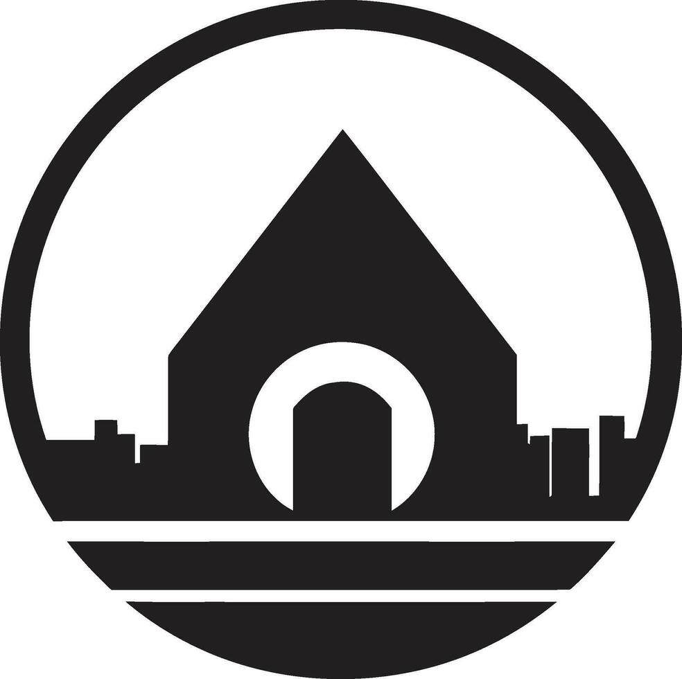 stadsgezicht charme onroerend goed logo ontwerp eerste eigendommen iconisch landgoed embleem vector