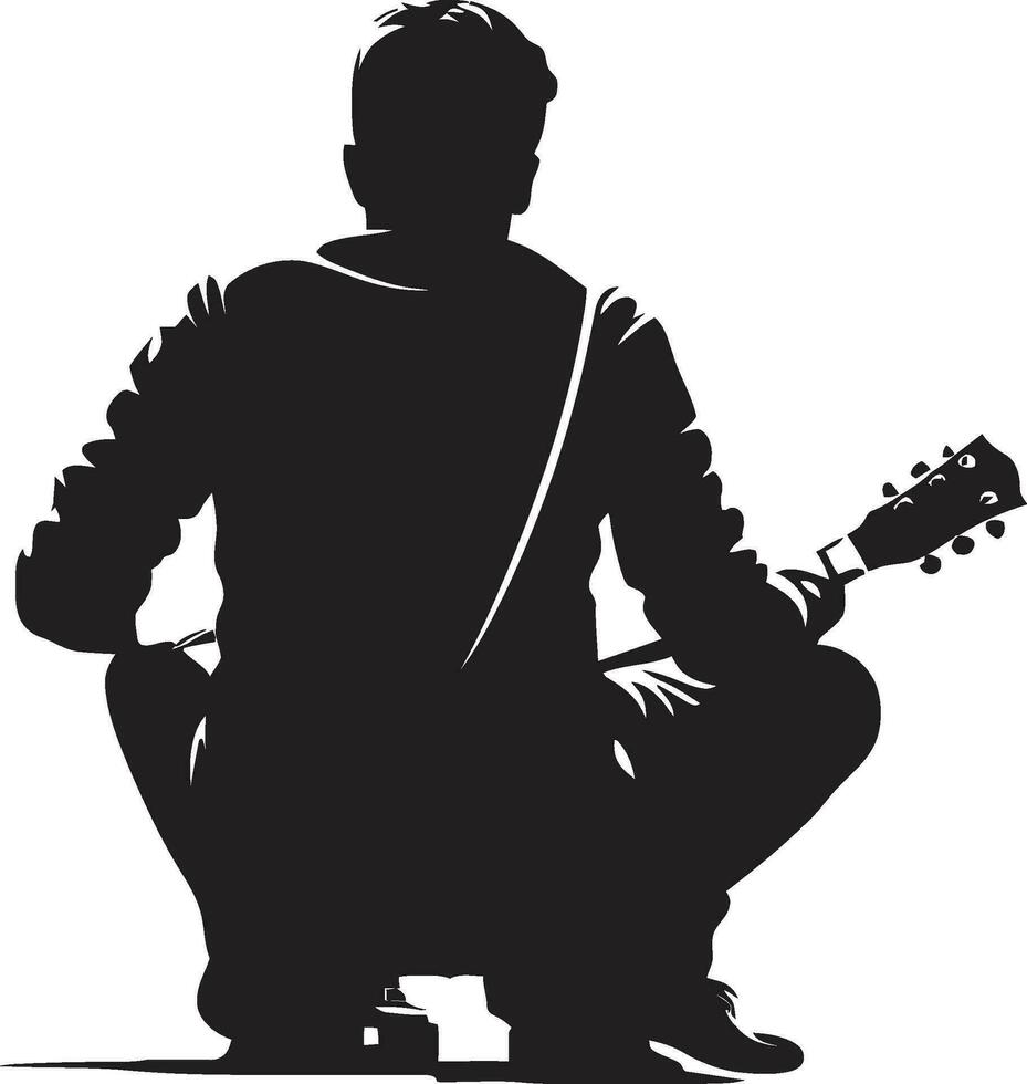 harmonisch horizon musicus icoon vector akoestisch hymne gitaar speler logo kunst