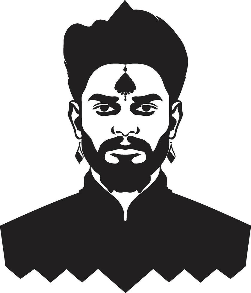 maharadja's Mark bruiloft Mens embleem goed verzorgd dulha iconisch bruidegom vector