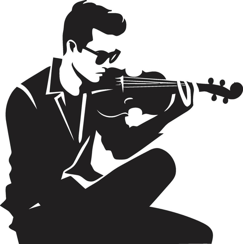 ritmisch weerkaatsing gitaar speler vector serenade kalmte musicus logo kunst