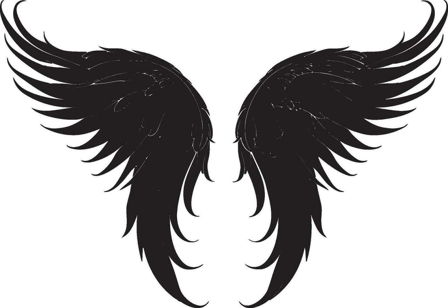 hemel- veren engel Vleugels embleem serafijns zweven iconisch Vleugels ontwerp vector