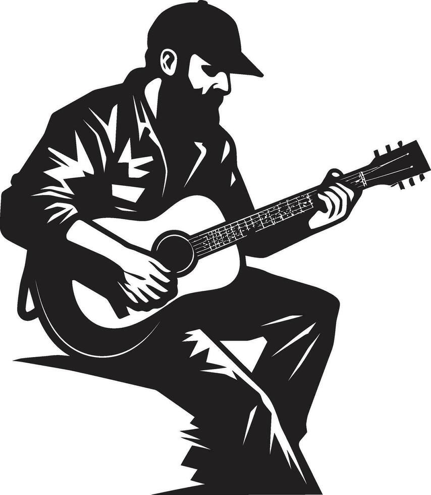 harmonisch horizon gitarist icoon vector melodieus meesterschap musicus logo grafisch