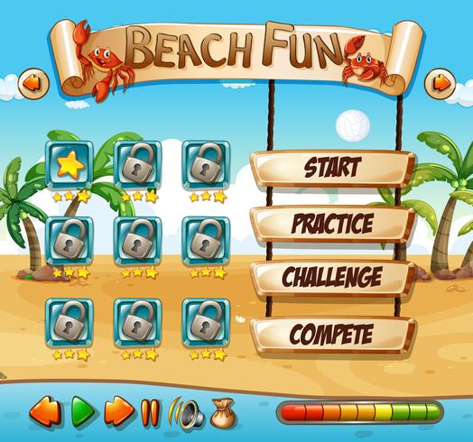 Zomer strand plezier game sjabloon vector